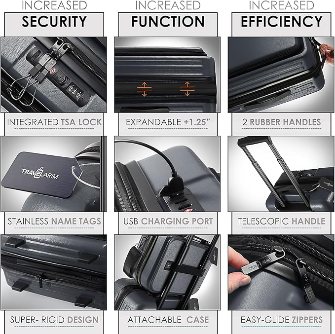 Hard Shell Luggage Sets with Spinner Wheels 4 Piece, Expandable Large Suitcases with TSA Lock, Travel Large Suitcase Set, Grey Luggage Set