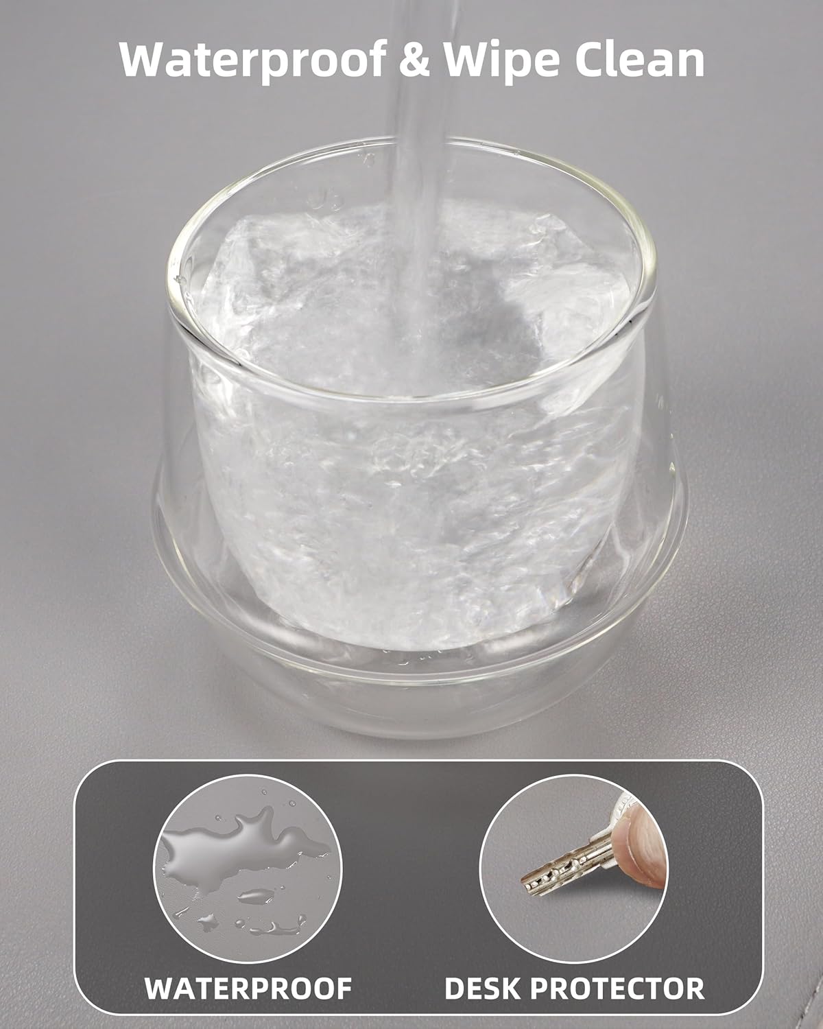 Desk Pad Mat - Leather Desk Pad Protector for Office and Home - Desk Organization and Accessories - Ideal for Large Mouse Pad and Desk Mats on Top of Desks(Light Grey,31.5" x 15.7")