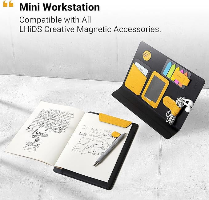 LHiDS Creative Folio Lite 2.0 with Stand, Business Portfolio Resume, 3-in-1 Padfolio with Magnetic Accessories, Work as Notebook Cover, Clipboard, Organizing Board for Home and Office (Yellow, A5)