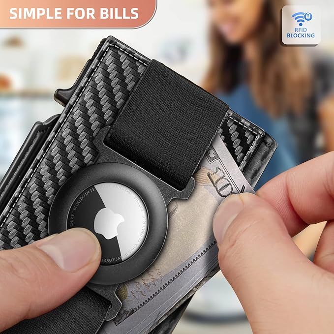 BULLIANT Men Airtag Wallet,Slim Front Pocket Wallet Money Clip for Men Gift 3.8"x2.7",Pop-up Access