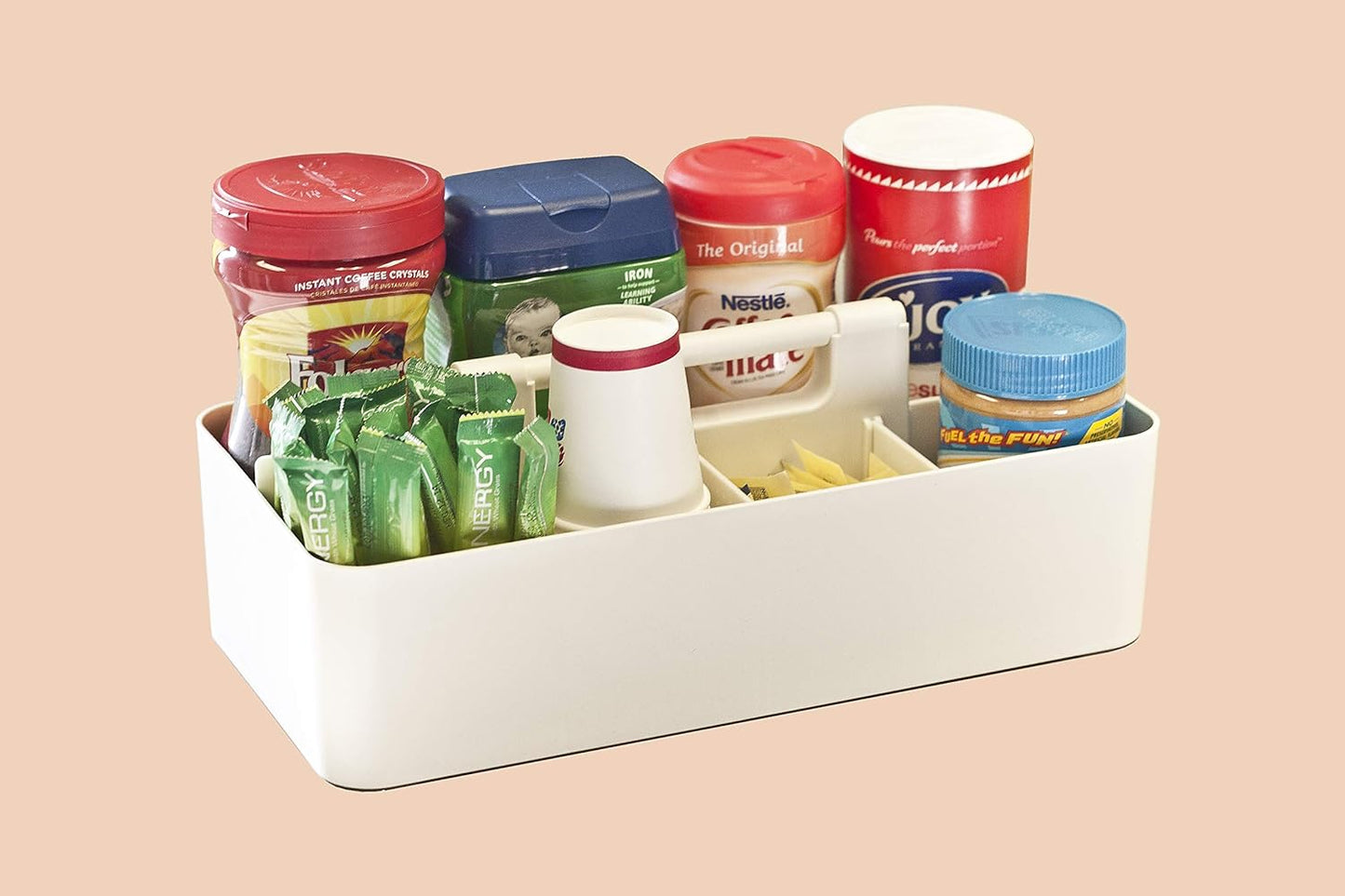 Portable Caddy Organizer - Stackable Plastic Caddy with Handle | Desk, Makeup, Dorm Caddy, Classroom Art Organizers (Made In Usa) (Ivory/Gray/Royal Purple/Black)