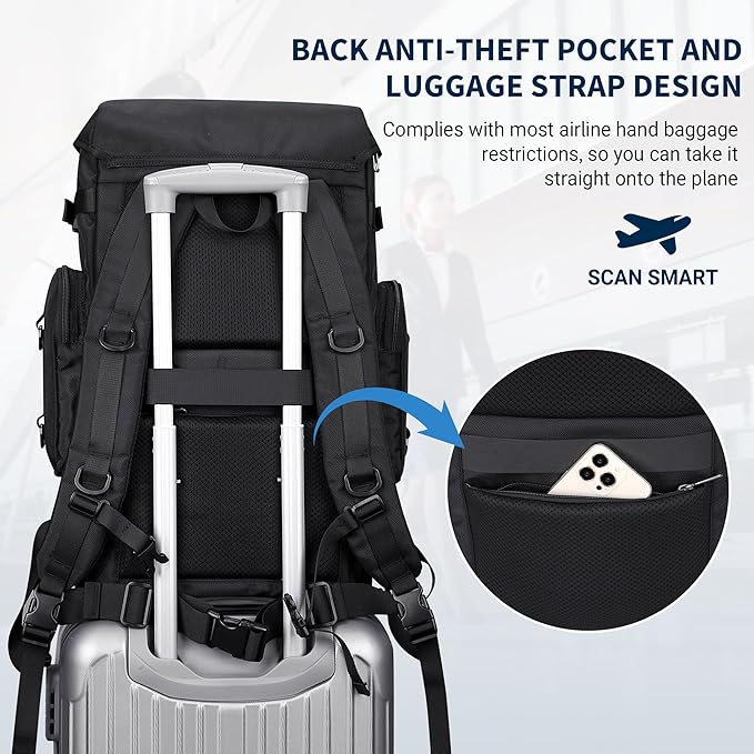 WITZMAN Travel Backpack for Men Women Carry on Bags for Airline Approved Convertible Duffle Luggage Backpack Shoe Compartment (B691 Black)