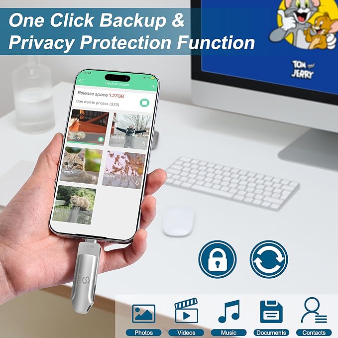 Photo-Stick-iPhone-16-Thumb-Drive 256GB Flash-Drive-iPhone-15-Photo-Storage iPhone Backup Stick For Photo Video Contact iPhone-Photo-Transfer-Stick iPad USB C Memory Photo-Stick-Android iPad-USB-Drive