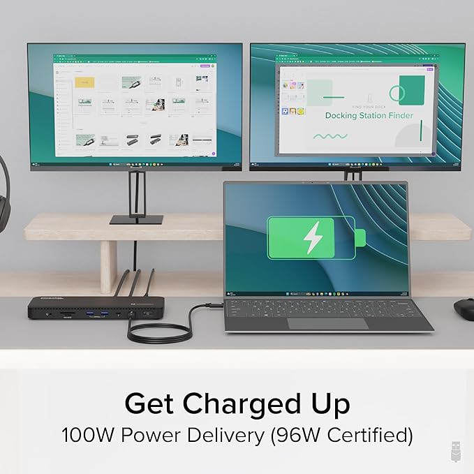Plugable Thunderbolt 4 Dock with 100W Charging, Thunderbolt Certified, Laptop Docking Station Dual Monitor Single 8K or Dual 4K HDMI for Windows and Mac, 4X USB, Gigabit Ethernet (TBT4-UD5)