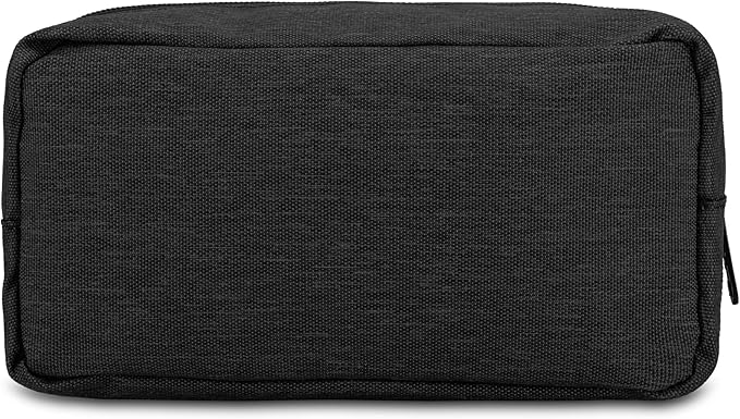 E-Tree Makeup Bag,Medium Travel Make up Pouch for Purse,Zipper Cosmetic Brush Skin Care Case for Women Man,Toiletry Bags,Tech Electronic Organizer,Small Canvas Storage for Personal Items,Black