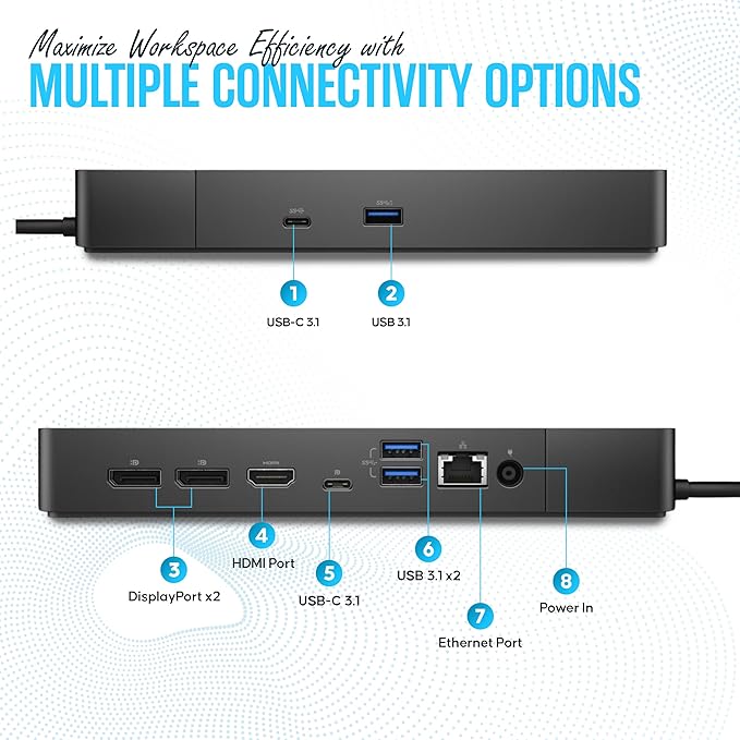 WD19 Dell Docking Station USB C - Dual Monitor with 180W & HDMI Cable, Dual DisplayPort Dock - Laptop Docking Station (Renewed)