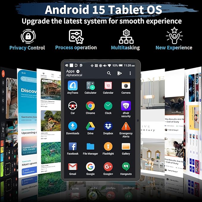 Android 15 Tablet, 26GB + 256GB (2TB Expandable), 10.1-inch Tablet with Keyboard, 8000 mAh Battery, BT 5.0, 5G WiFi, Widevine L1, 2-in-1 Tab with Mouse, Protective Case，Stylus（Green）