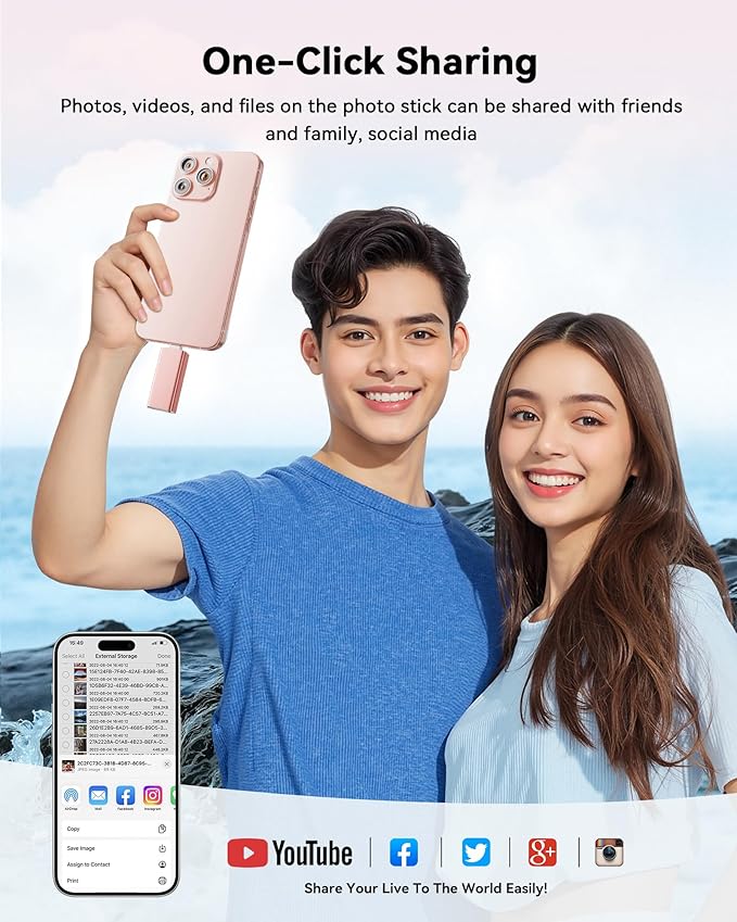 MFi Certified Flash Drive for iPhone 512GB, 3 in 1 Type-C USB Memory Stick Thumb Drive for Photos Videos, High Speed External Memory Storage Photo Stick for iPhone iPad Android PC (Rose Pink)