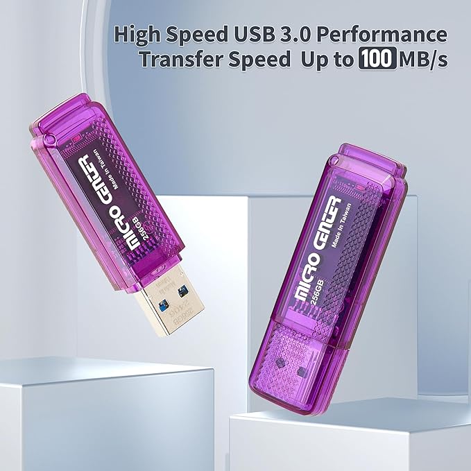INLAND Micro Center Super Speed 256GB 2-Pack Ultra Flash Drive USB 3.0/USB3.1 Gen1 Memory Stick with Keychain Thumb Drive Photo Stick Jump Drive
