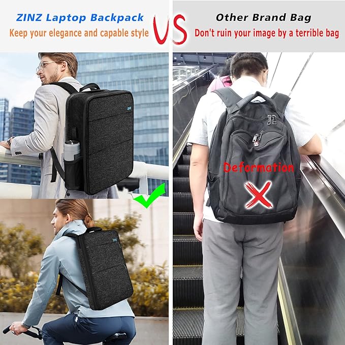 ZINZ Slim & Expandable Laptop Backpack Water Resistant Travel Backpack Compatible with MacBook Air/Pro 13-14 inch XPS 13 Surface 13.5" and Most 13-14 inch NoteBooks,B01K01