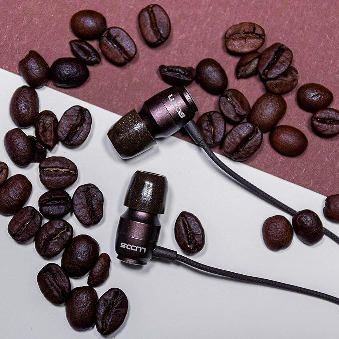 LUDOS Clamor Wired Earbuds in-Ear Headphones, 5 Years Warranty, Earphones with Microphone, Noise Isolating Ear Buds, Memory Foam for iPhone, Samsung, School Students, Kids, Women, Small Ears - Brown