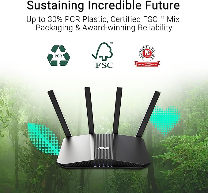 ASUS RT-BE58U WiFi 7 BE3600 AiMesh Extendable Router, 4K-QAM, MLO, AI Detection 2.5G Port, Four 1G Ports, Commercial-Grade Network Security, Parental Control, IoT Network, Kid’s Network, VPN Network
