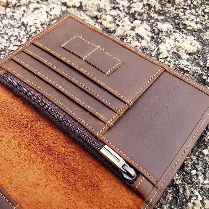 STAR VISTA Phoenix Leather Passport Holder, Full Grain Leather Travel Wallet- Slim, Bifold, RFID Blocking, ID Window, Coin Pocket, Card Slots, SIM Slots