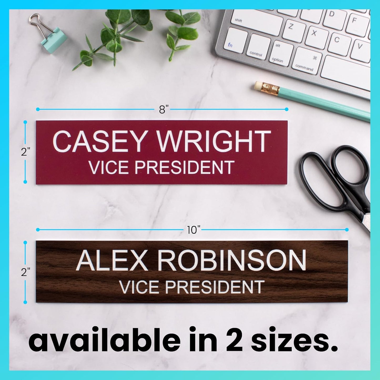 ExcelMark 2"x 8"Custom Engraved Name Plate with Square Corners