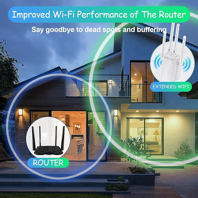 WiFi Extender Signal Booster for Home: Internet Repeater Long Range Covers Up to 45+ Devices and 8470 Sq.ft for Apartment Basement Office House