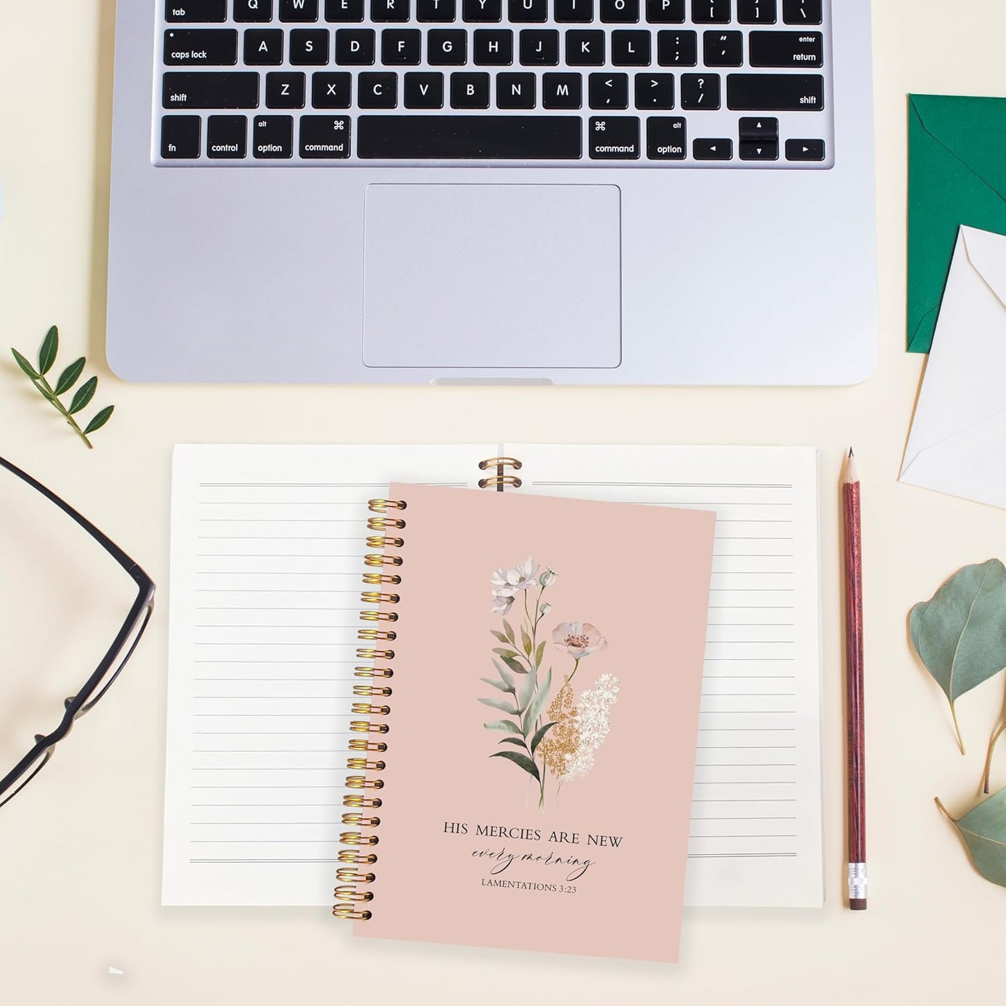 BearCake Orange Bible Christian Journals Floral Notebooks for Women Note Taking,Prayer Journal for Women, His Mercies are New Every Morning,Bible Study Journal for Women 5.5x8.3