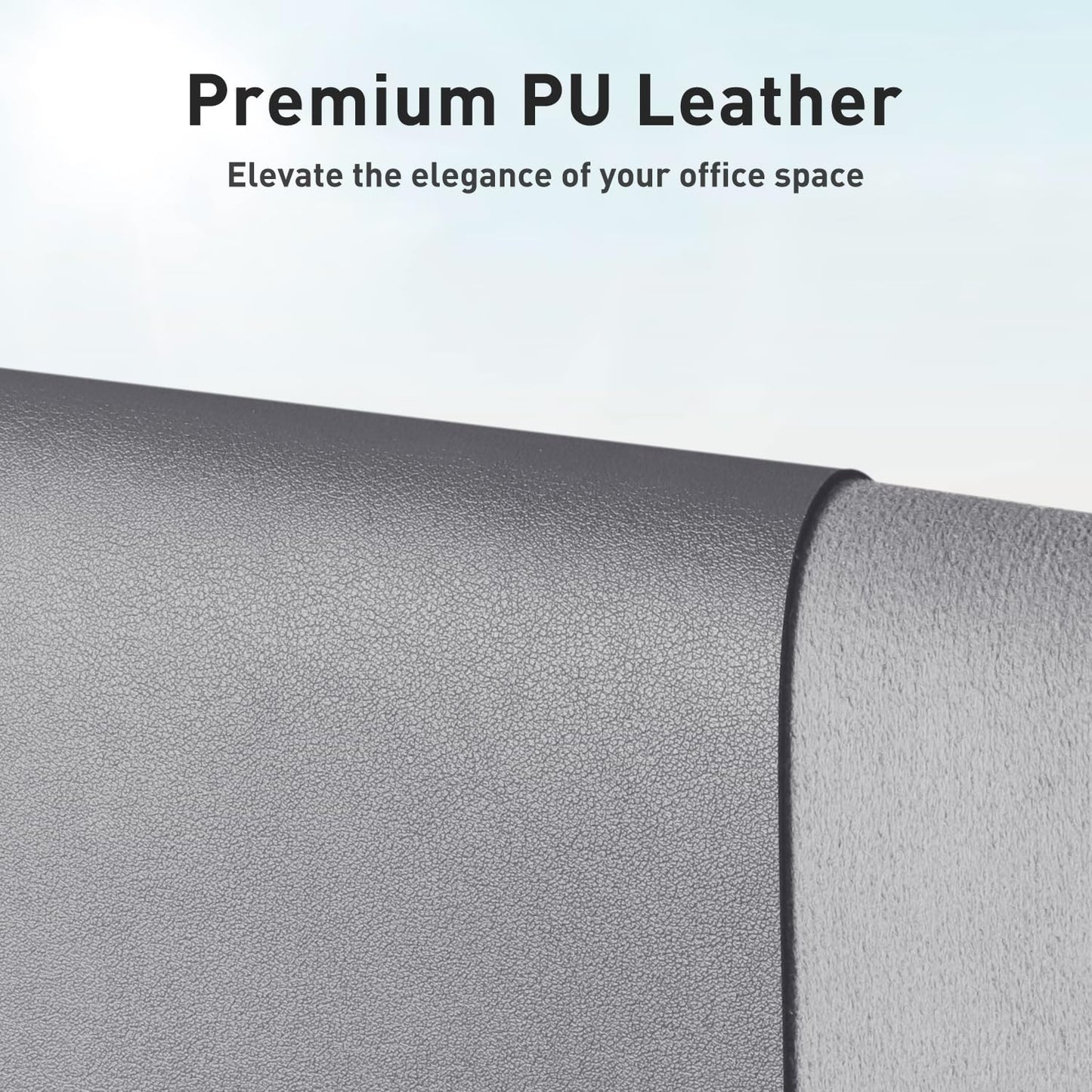Aothia Leather Desk Pad Protector, Mouse Pad, Office Desk Mat, Non-Slip PU Leather Desk Blotter, Laptop Desk Pad, Waterproof Desk Writing Pad for Office and Home (36" x 17", Light Grey)