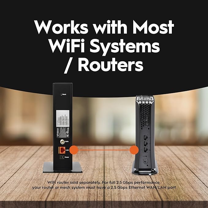 Hitron CODA56 Multi-Gigabit DOCSIS 3.1 Modem (Black) | 2.5 Gbps Max Internet Speeds | Certified with Xfinity, Charter Spectrum, Cox | 2.5 Gbps Cable Modem ONLY | No Built-in WiFi