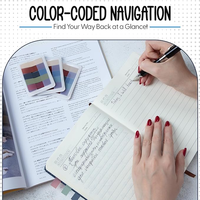 Essex Wares - 300 Pieces - Transparent Sticky Notes Tabs with Case - 5 Warm Colors - 3 Cases - 1.8" x 0.4" - 60 Pieces Each Color - Pop Up Index Tabs - Book Flags for Annotating - Book Sticky Tabs