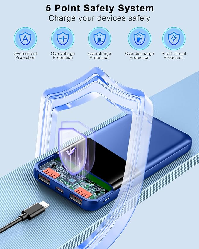 Portable Charger Power Bank, 10000mAh 22.5W Mini Portable Battery Fast Charging Battery Pack Travel Essentials, PD 3.0 QC 4.0 External Phone Powerbank for iPhone Android Samsung and USB/USB-C Devices