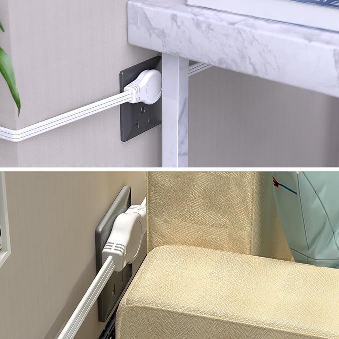 3-Prong Twin Extension Cord 16FT Double Cord 8 FT Each Side Slim Flat Head Extension Cord Total 6 Outlets