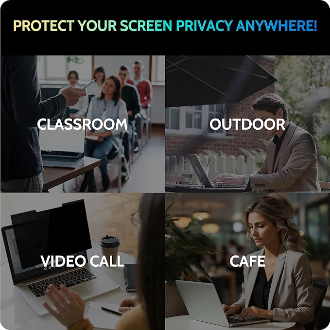 Magnetic Laptop Privacy Screen 13.4 & 13.3 inch for 16:10 Computer Monitor, 13" Removable Anti Glare Protector Blue Light Filter Shield Compatible with Lenovo Hp Dell Acer Asus Thinkpad Envy Xps