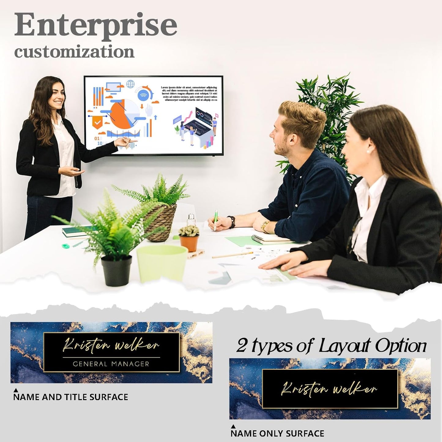 Personalized Name Plate for Desk - Custom Engraved Name Plates for Man - Boss Day Gifts for Boss - Acrylic Office Decor Appreciation Gifts for Teacher Nurse Coworker Social Worker (Ocean Blue)