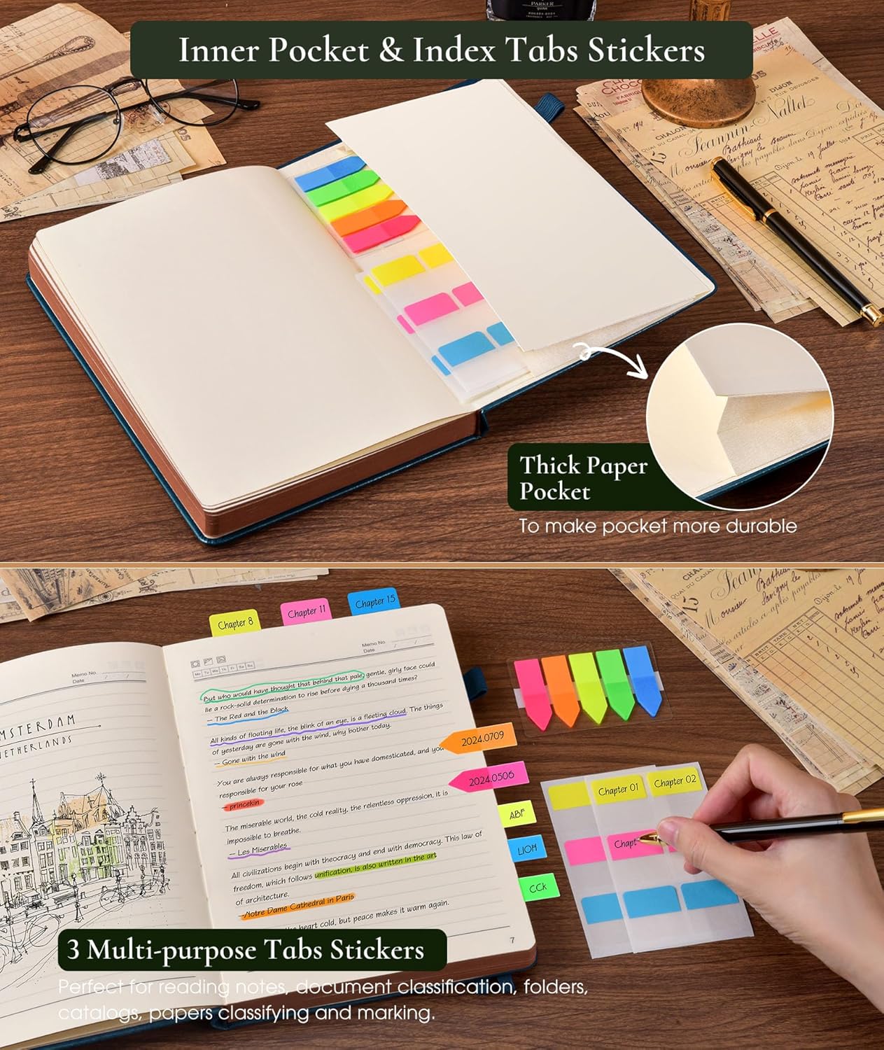 Vintage Leather Journal with 300 Numbered Pages,A4 Lined Journal for Men Women,Daily Journals for Writing,College Ruled Notebook for Work,School,Note taking,Travel Diary,Large (8.5" X 11.3")