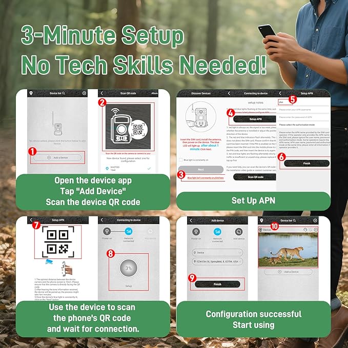 4G LTE Data SIM Card 50GB - 2 Years for Trail Camera & Security Camera, SIM Card for Wildlife Cameras, 3-in-1 SIM Kit with AT&T/T-Mobile/Verizon Coverage, No Contract & Auto Network Switching