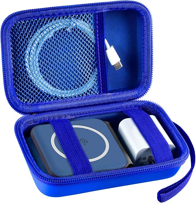 Travel Case for UCOMX for Nano/for Iseyyox/for LISEN/for RTOPS 3 in 1 Wireless Charger, Foldable Magnetic Charging Station Storage Holder Bag for Fast Charge Pad Cable and Adapter, Blue-Box Only