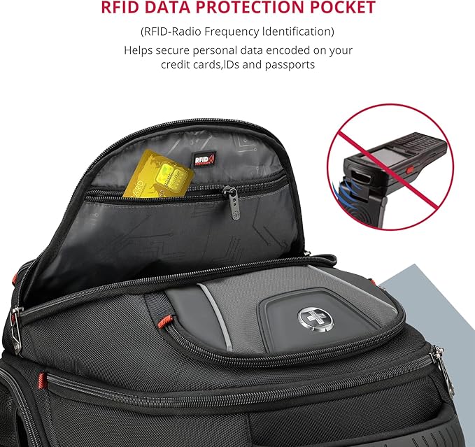 Swissdigital Design Men's Laptop Backpack for Man，Large Capacity Business Travel Backpack Black/Grey