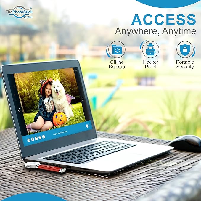 ThePhotoStick® Omni 512GB - Secure Photo & Video Backup and Transfer | Digital File Organization | USB & Multiport Connection for Phones, Tablets and Computers | Portable Memory | External Storage