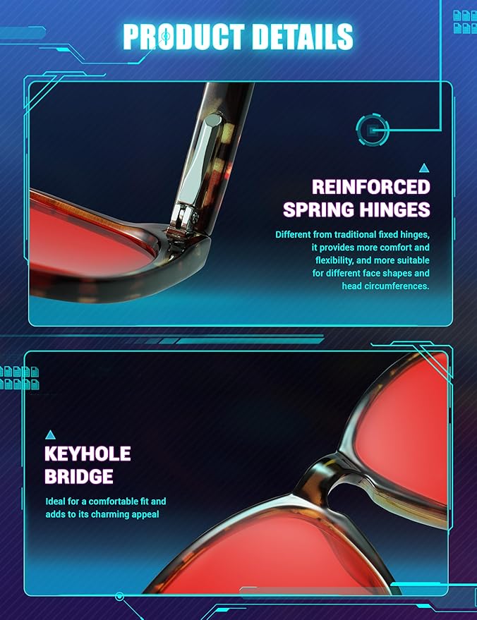 TIJN Sleep Glasses for 99.9% Blue Green Light Blocking Dual AR Coatings Red Lens for Computer Gaming Reduce Eyestrain