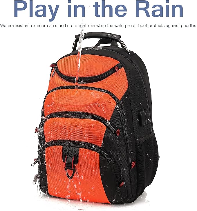 Boavan Laptop Backpack for men, 15.6 inch Laptop Bag with USB Port, Waterproof Travel Work Backpack Purse, Anti-Theft Teacher Nurse Doctor Casual Bookbags Office Business backpack，Orange Black
