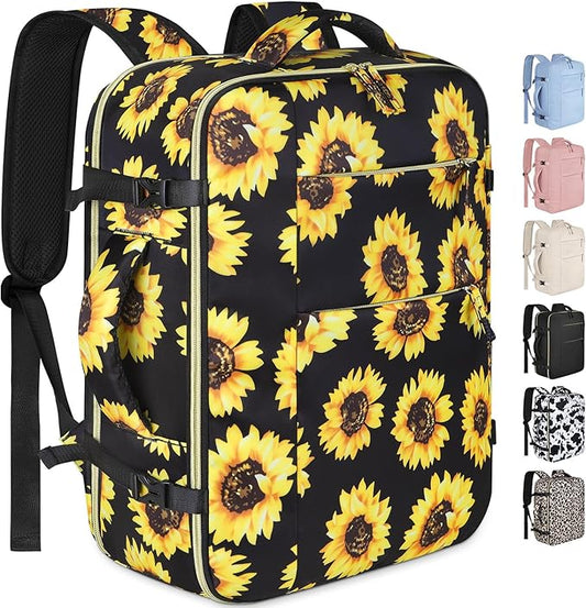 Capolo Travel Backpack for Women Men Waterproof Laptop Backpack Airlines Approved Carry On Backpack Bag Computer Bookbag for Business, Work, Traveling Fits 17 Inch Laptop(Sunflower)