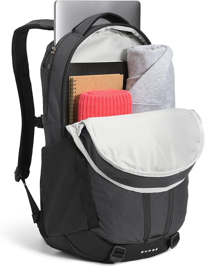 THE NORTH FACE Surge Commuter Laptop Backpack | Daypack with Water Repellent Finish, 16" Laptop Sleeve, Reflective Details, Asphalt Grey Light Heather/TNF Black-NPF, One Size