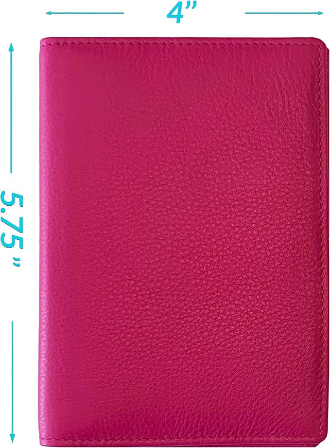 Personalized Monogrammed Bright Pink Leather RFID Passport Wallet and 2 Luggage Tags
