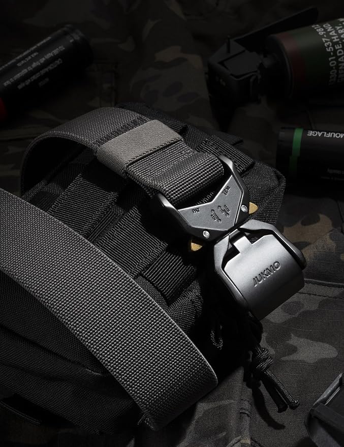 JUKMO Tactical Belt, Military Hiking Rigger 1.5" Nylon Web Work Belt with Heavy Duty Quick Release Buckle