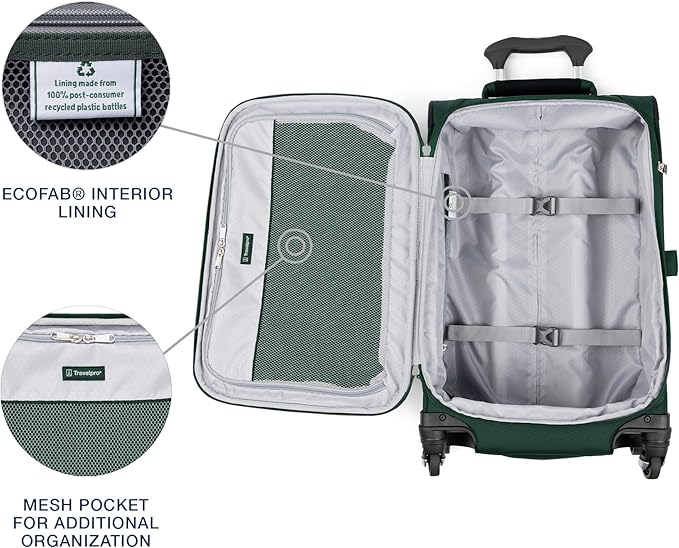 Travelpro Maxlite 5 Softside Expandable Luggage with 4 Spinner Wheels, Lightweight Suitcase, Men and Women, Forest Green, Carry-on 21-Inch