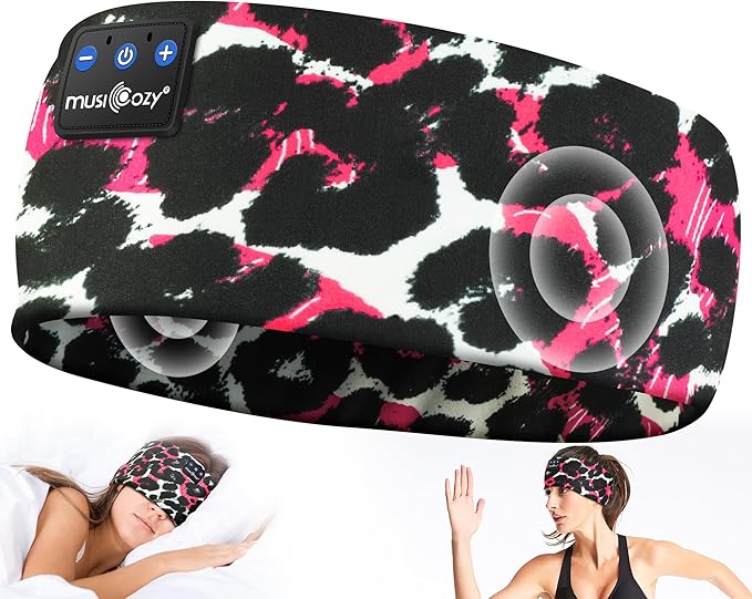 MUSICOZY Sleep Headphones Bluetooth 5.4 Headband, Wireless Earphones Music Sleep Earbuds Sleeping Eye Mask with HD Stereo Speakers for Workout Running Travel Yoga, Ideal Gifts for Women Men