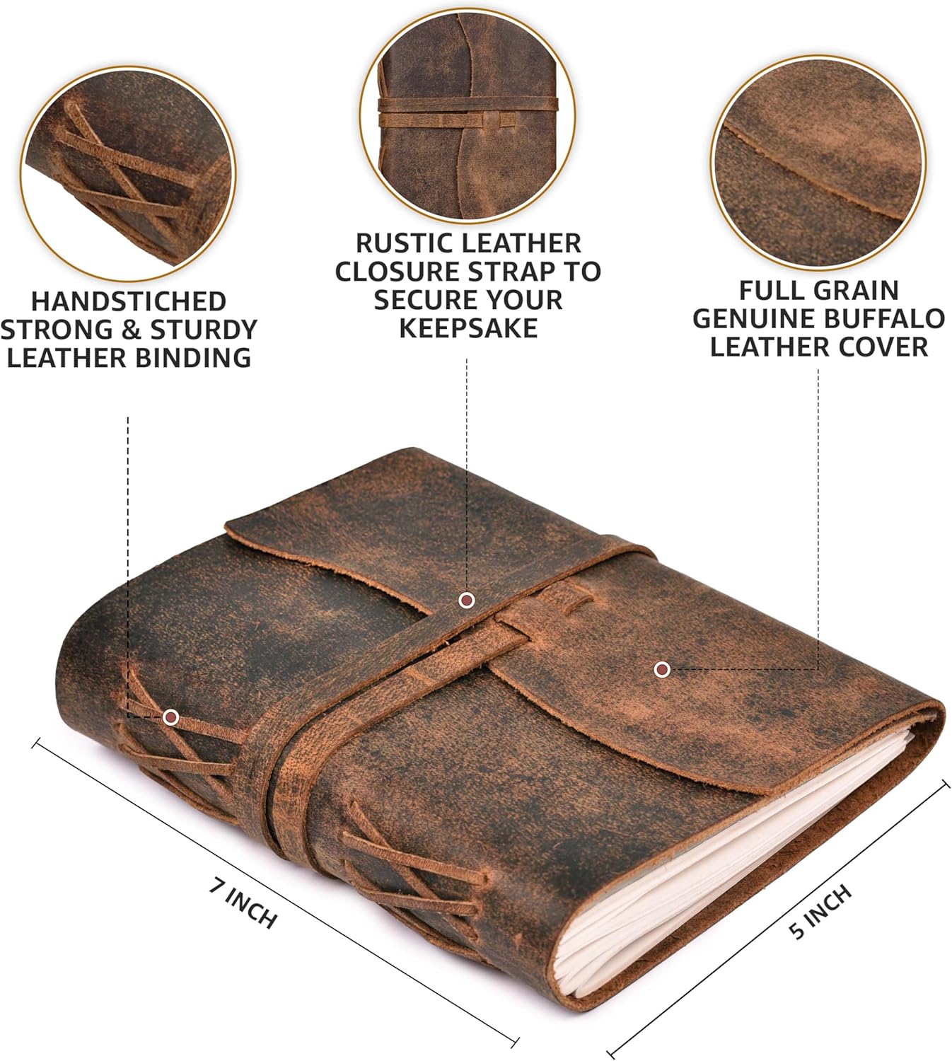 LEATHER VILLAGE Vintage Leather Journal 6"x4" - Brown | 240 Lined Pages | Rustic Notebook for Travel, Office & Personal Use | Handmade College Ruled Diary for Men & Women