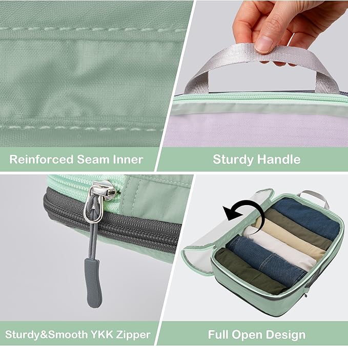 Cipway Compression Packing Cubes, See Through Mesh Luggage Organizer Bags, Travel Essentials for Carry on Suitcase with Laundry Bag and Clear Toiletries Bag（6 Pcs,Sage Green）