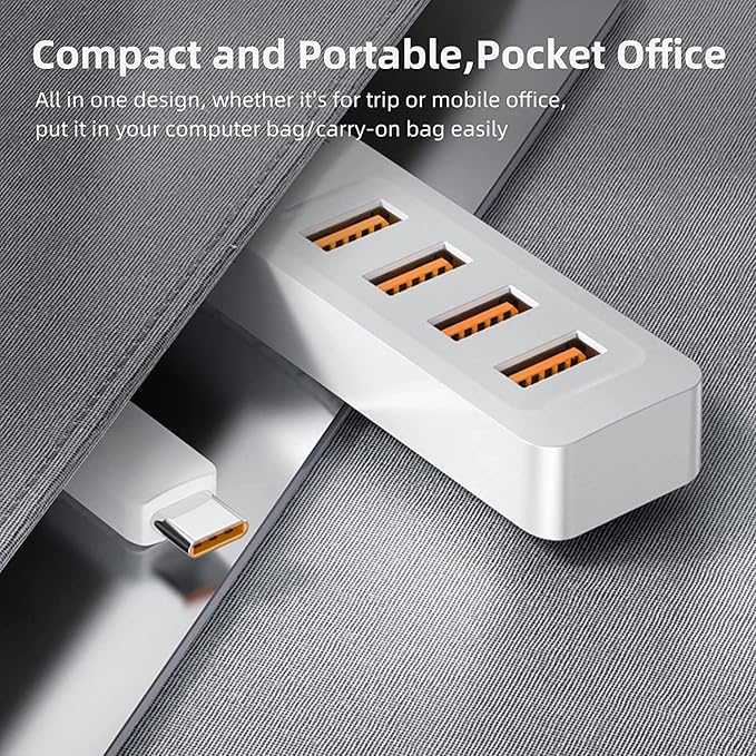 Hub USB C, USB tipo C a USB 3.0 Hub con 4 puertos USB 3.0, concentrador de transmisión de datos 5Gbps, Compatible con MacBook Pro, iPad Pro, MacBook Air, Dell XPS, Surface Book, etc. (50)