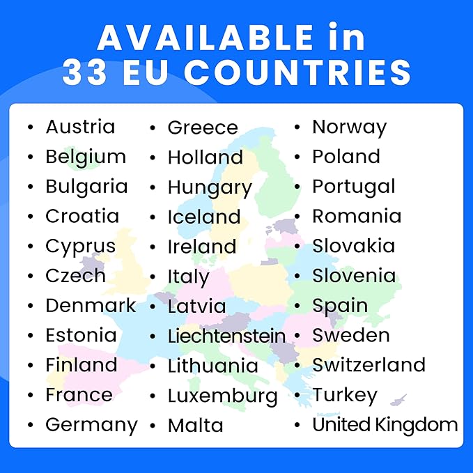 Europe eSIM | 30-Day Unlimited Plan | 15GB High-Speed Data + Unlimited Basic Data | Italy SIM Card with Unlimited Data + Roaming for France, Germany| Prepaid Digital SIM Card