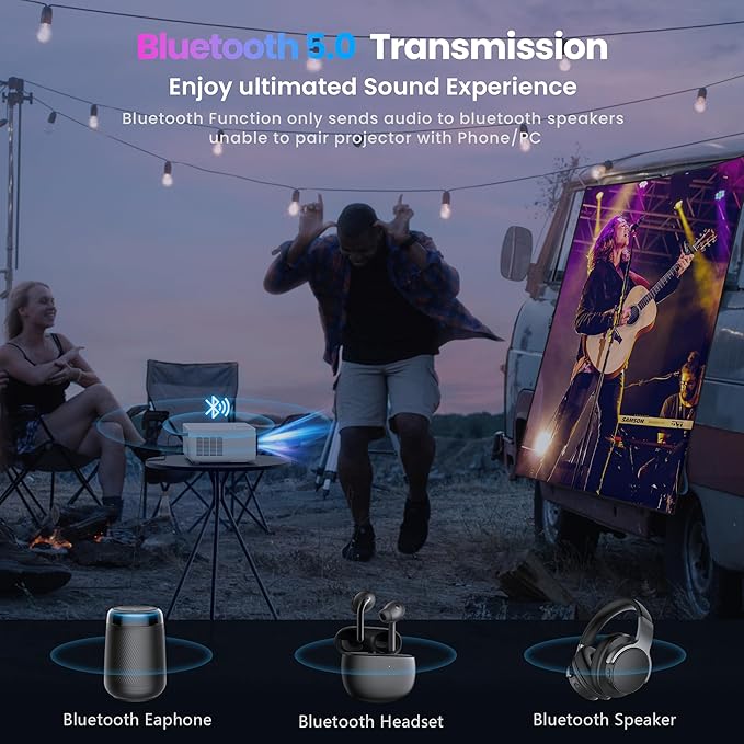 FANGOR 1080P HD Projector, WiFi Bluetooth Projectors, Max 230” Projection Screen Portable Home Theater Video Movie Proyector With Tripod, Compatible with HDMI, USB, Laptop, iOS & Android Phone