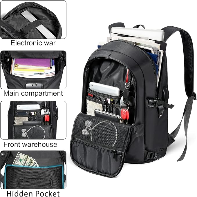 Tzowla 35 Liter Anti Theft with USB Charging Port Laptop Backpack