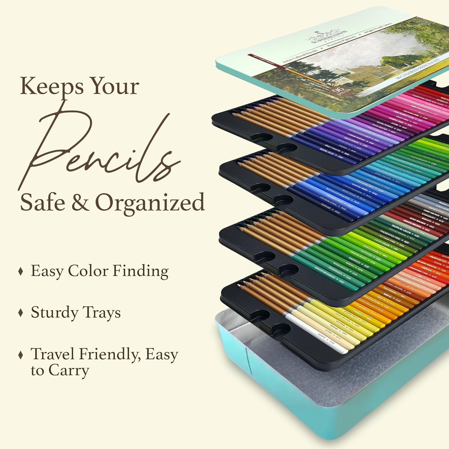 SCHPIRERR FARBEN - Premium Colored Pencils, Oil-Based Coloring Pencils, Soft-Core Color Pencil Set for Adults & Children, Non-Toxic Colored Pencil for Coloring, Sketching, & Doodling, 96 Colors