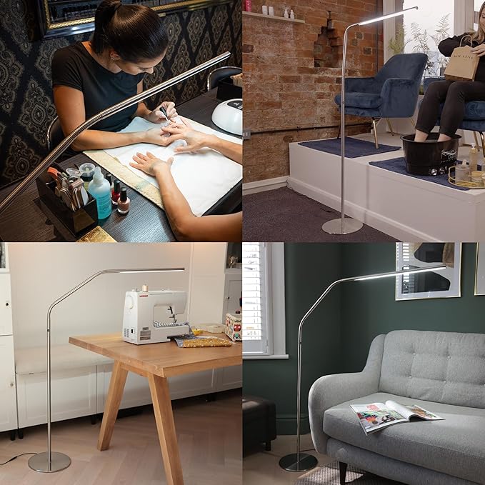 daylight Company Slimline 3 Floor Lamp-LED-80 CRI-Eye Care-4 Brightness Levels, 3,000 LUX at 30 cm, 1,065 LUMENS-4 Step DIMMER Mode, White