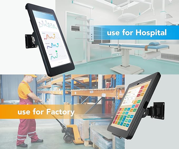 on Wall Mount Bracket for 2025 iPad 11"(A16) 11th/ 2022 iPad 10.9" 10th Gen.,Excluding Other 10.9"/11",with Anti Theft Lock & Key,Rotate Arbitrary Adjustment Angle,Metal(Black)