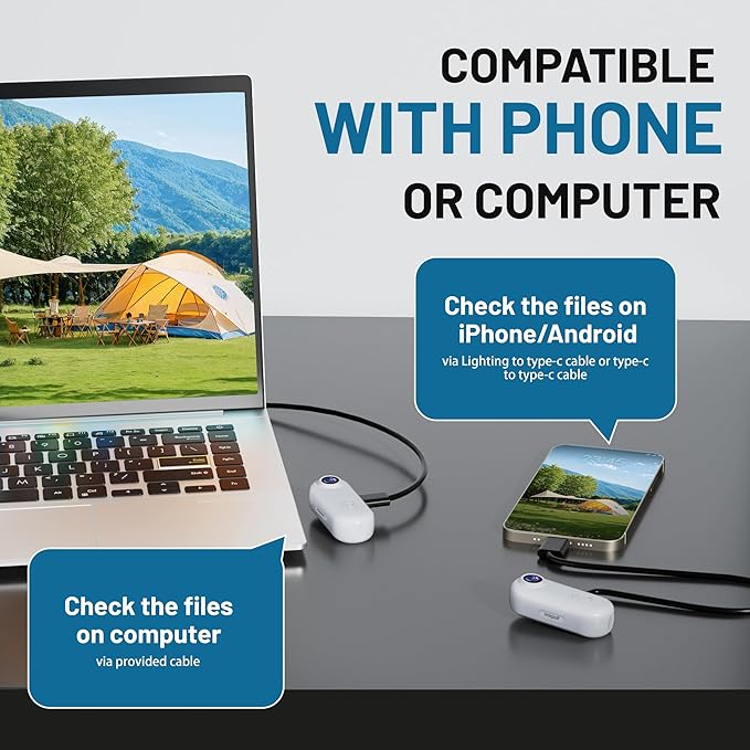 4K Mini WIFI Action Camera 128GB Thumb POV Portable Body Cam Wearable Video Recorder with IPX7 Waterproof Camcorder, Helmet Mount, Magnetic,Pocket Sport DV for Bike Cycling, Pet, Vlogging(White)